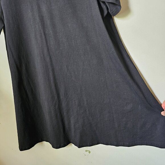 EUC BLACK MINIMALIST MOCK NECK A LINE COTTON BLEND SHIRT DRESS SIZE L - Picture 10 of 13